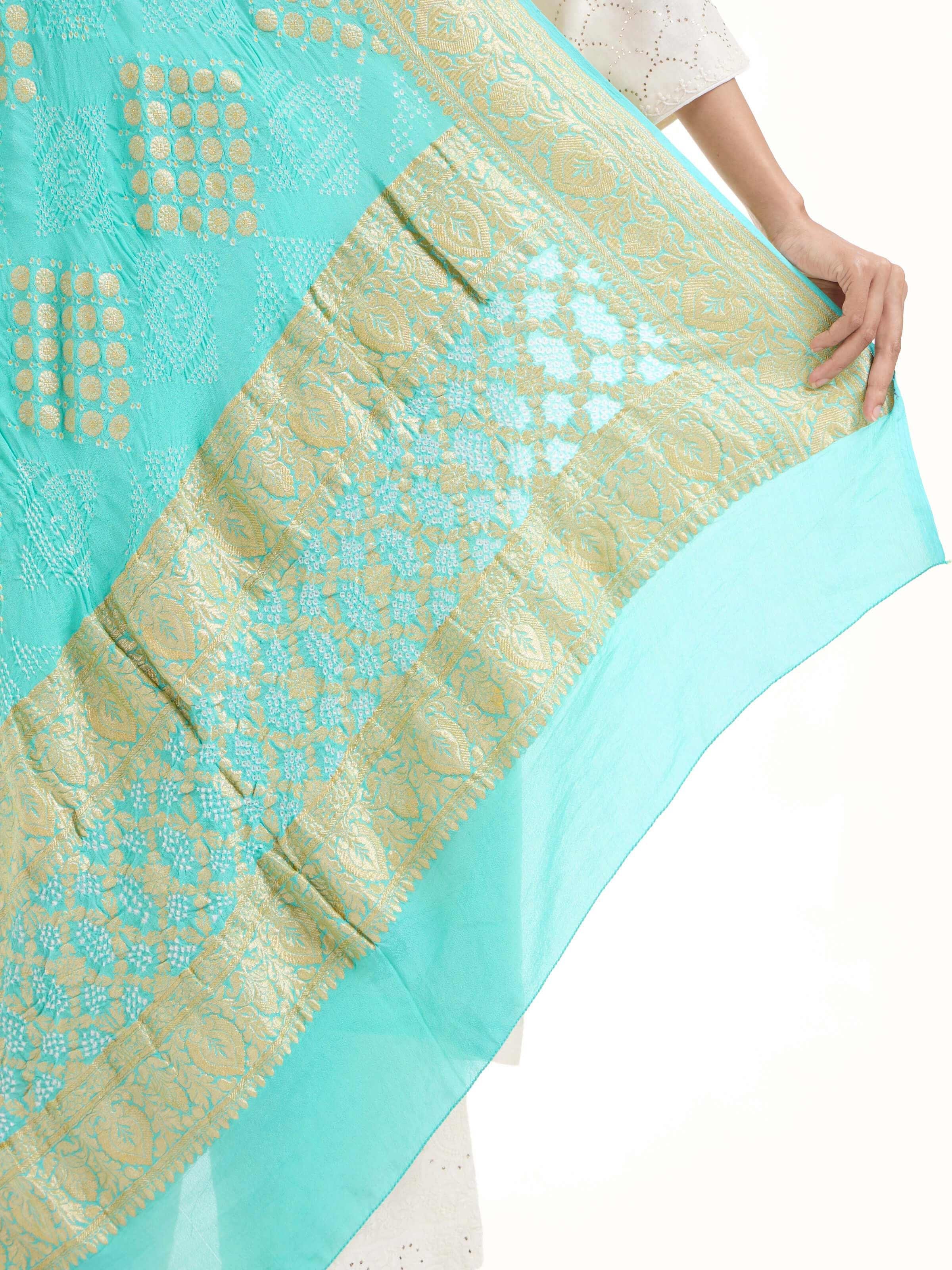 Turquoise Bandhani Tie & Dye Dupatta