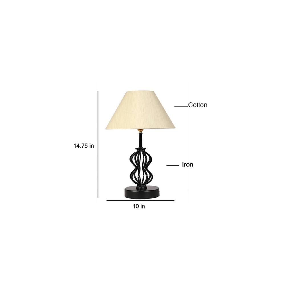 Blair off-white cotton Table lamp with Iron Base