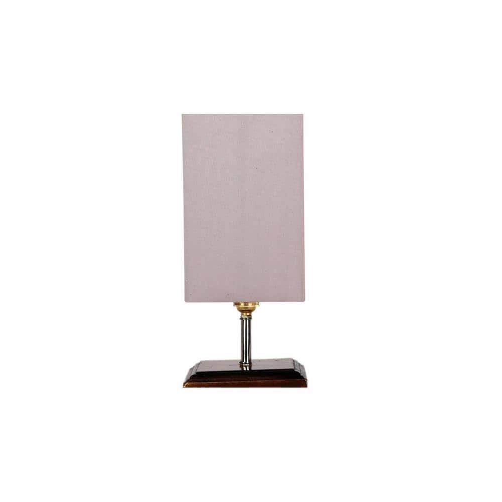 Eloise Grey cotton table lamp with Square Brown Wood Base
