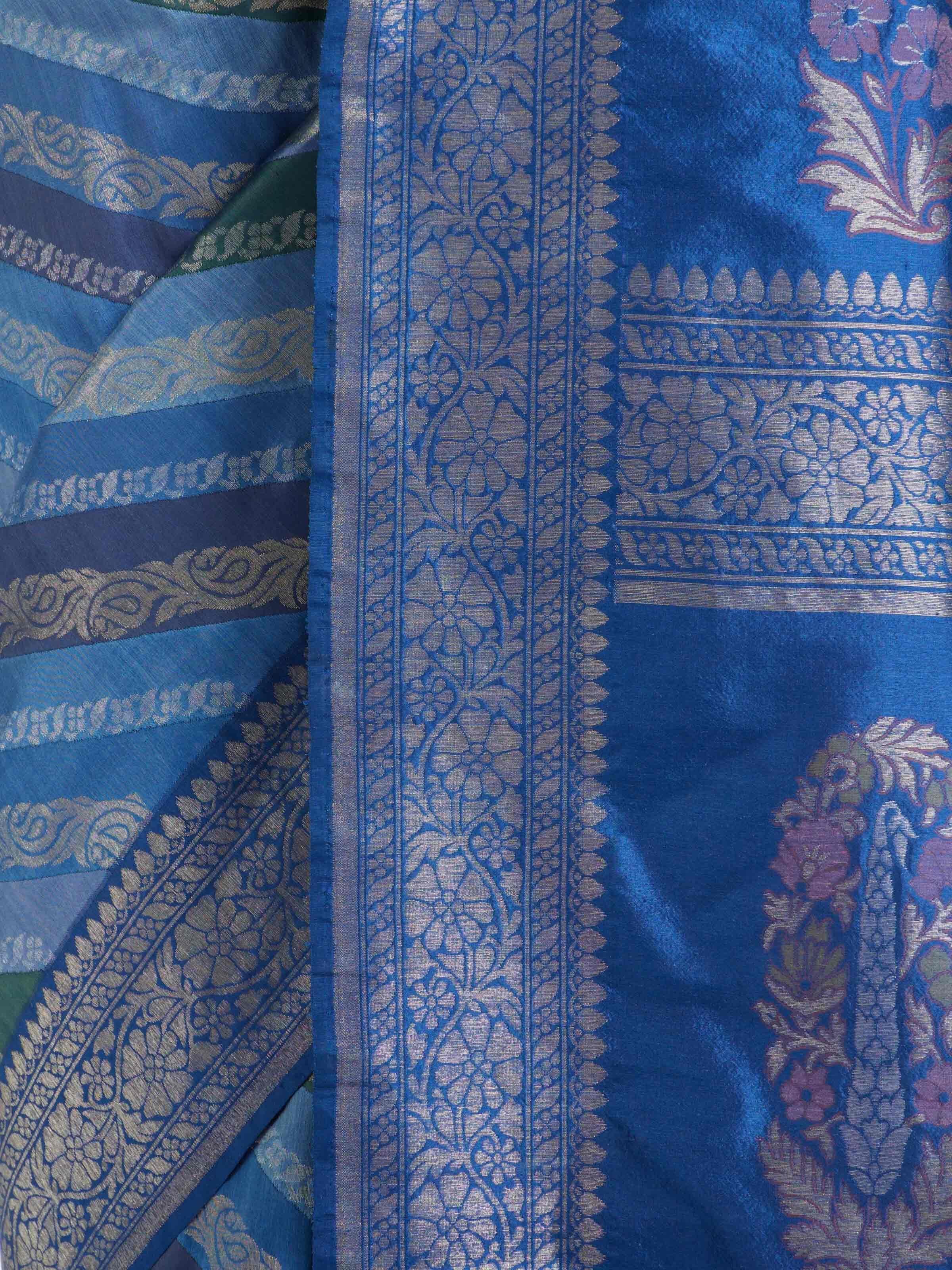 Indigo Ashavali Brocade Silk Saree