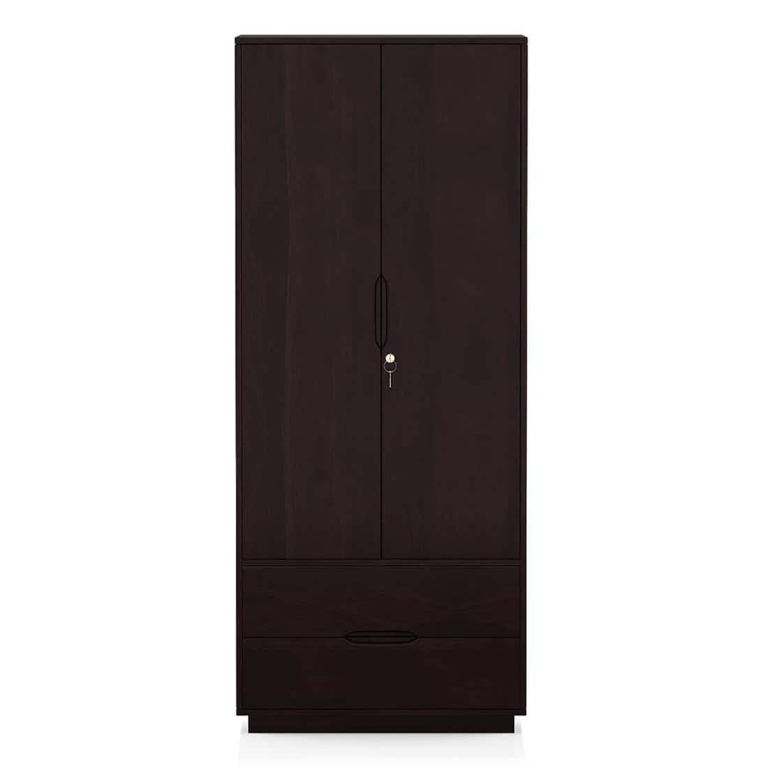 Zephyr Solid Wood 2 Door Wardrobe in Mahogany Finish