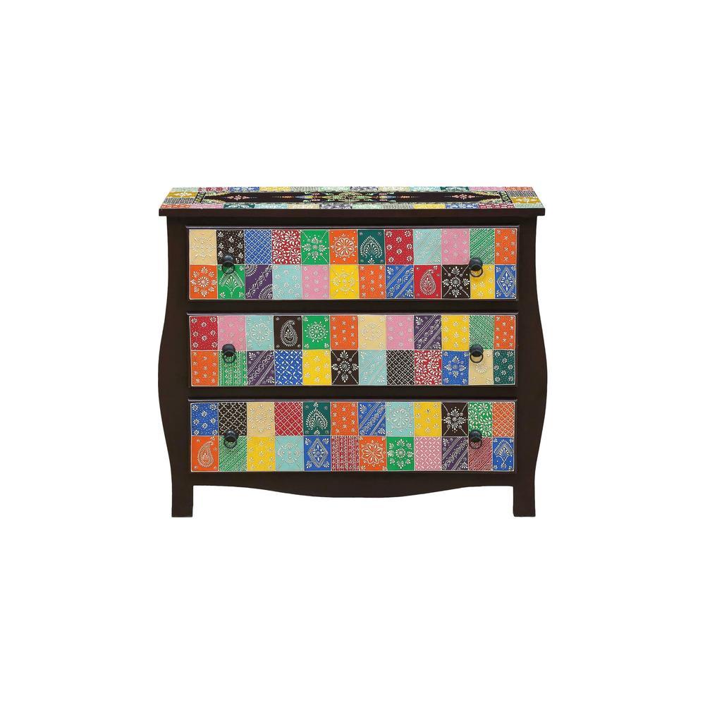 Amara Solid Wood Hand Painted Chest Of Drawer in MultiColour