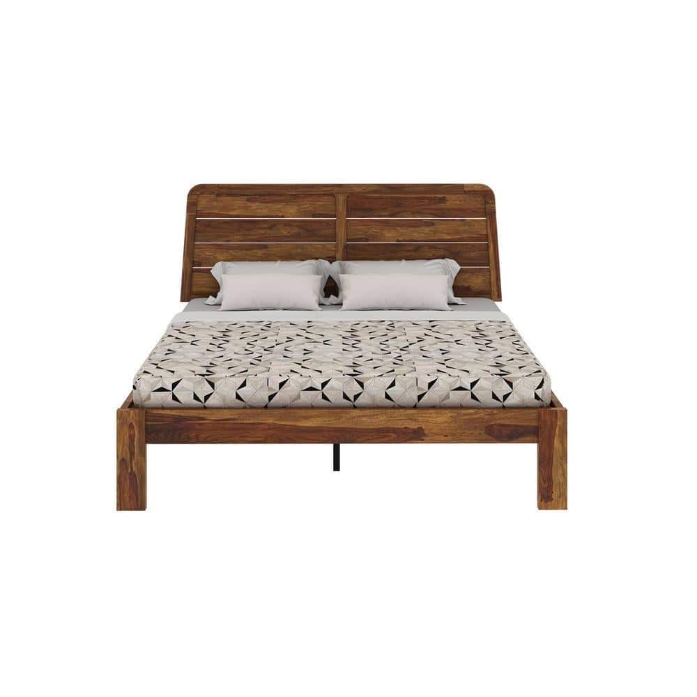 Samriddh Solid Wood Queen Size Non Storage Bed In Provincial Teak Finish