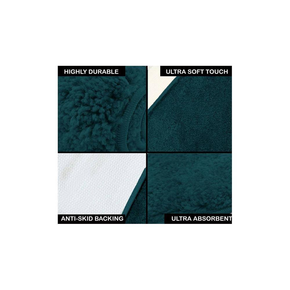 Milani Blue Solid Natural Fiber 24x16 inches Anti-Skid Bath Mat