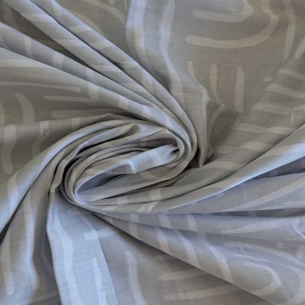 White & Grey Abstract 400 TC Cotton Flat Super King Size Bedsheet With 2 Pilllow Covers