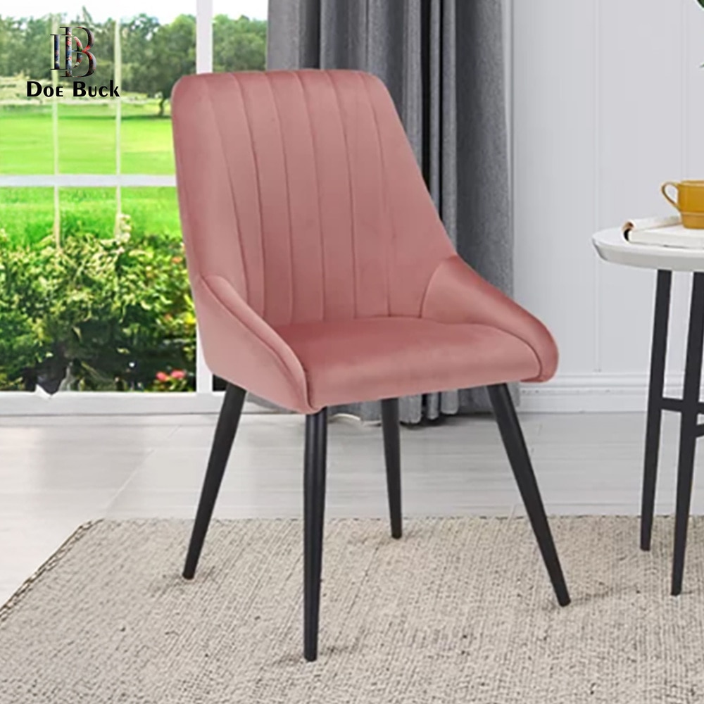 NICO Leather Accent Chair in Pink Colour - Doe Buck