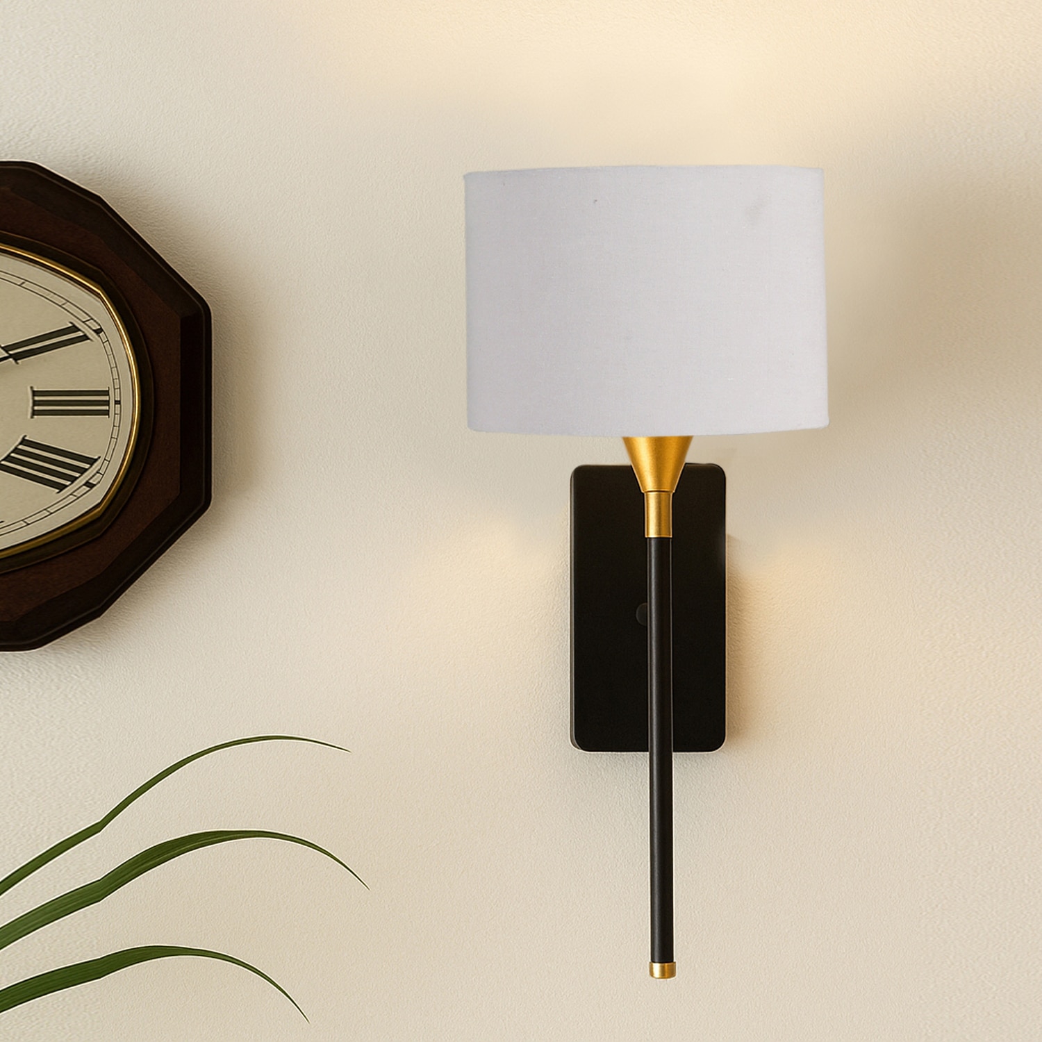 Devansh Metal Electric Wall Light in Black Colour with Grey Shade Count of 1 Light - Devansh