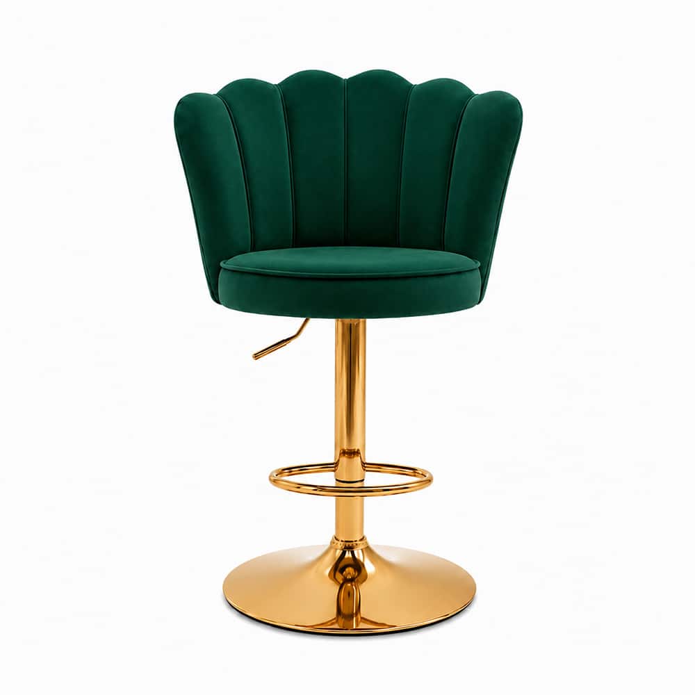 Doe Buck Luxury Green Velvet Adjustable Bar Stool Chair with Gold Hydraulic Base - Doe Buck