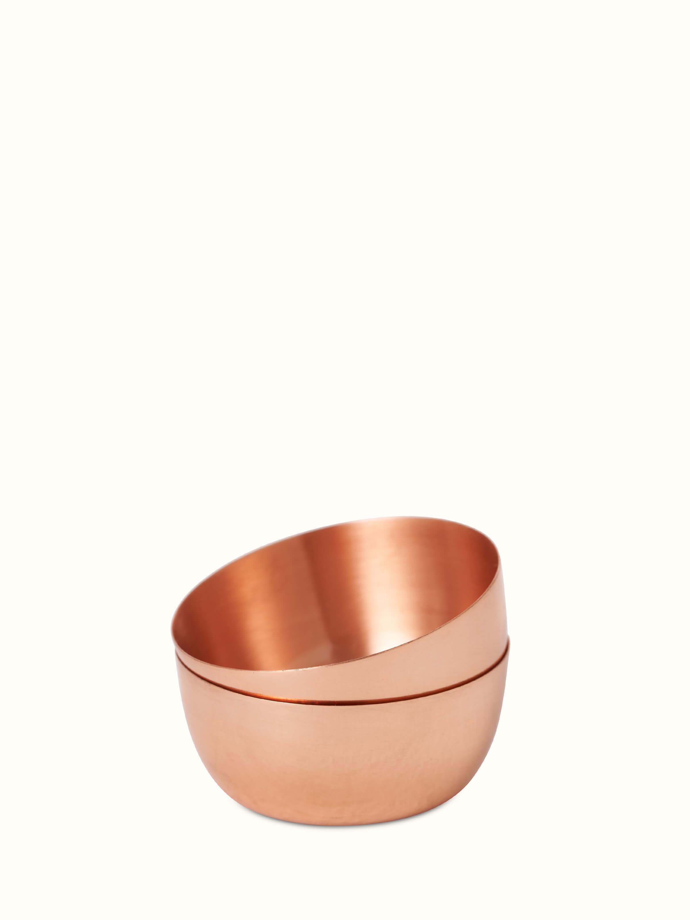 Polished Copperware Pooja Thali Set (4 pcs) with a detailed close-up showing high-quality finish