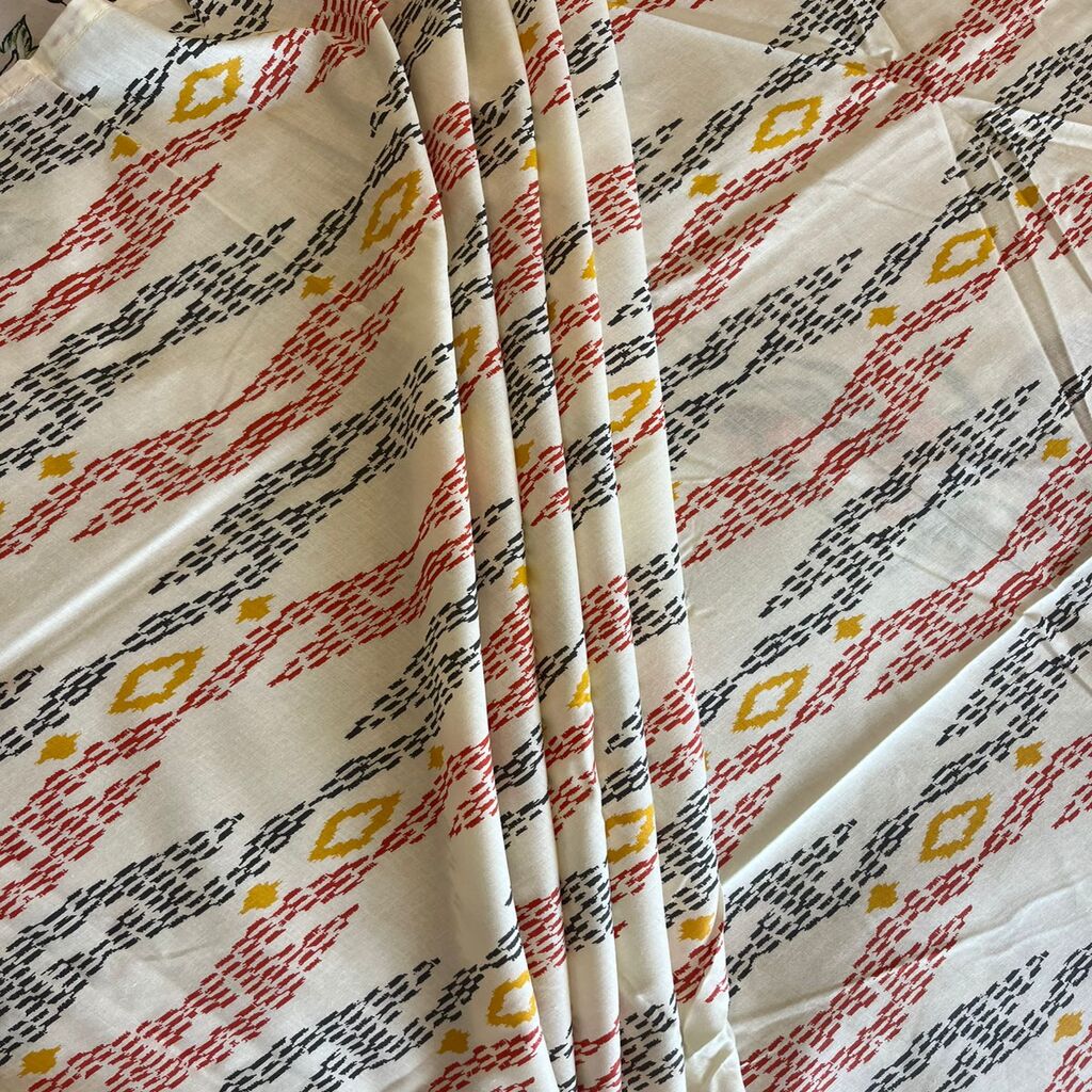 Multicolor Geometric 400 TC Cotton Flat Single Bed Size Bedsheet With 1 Pillow Cover From Threads