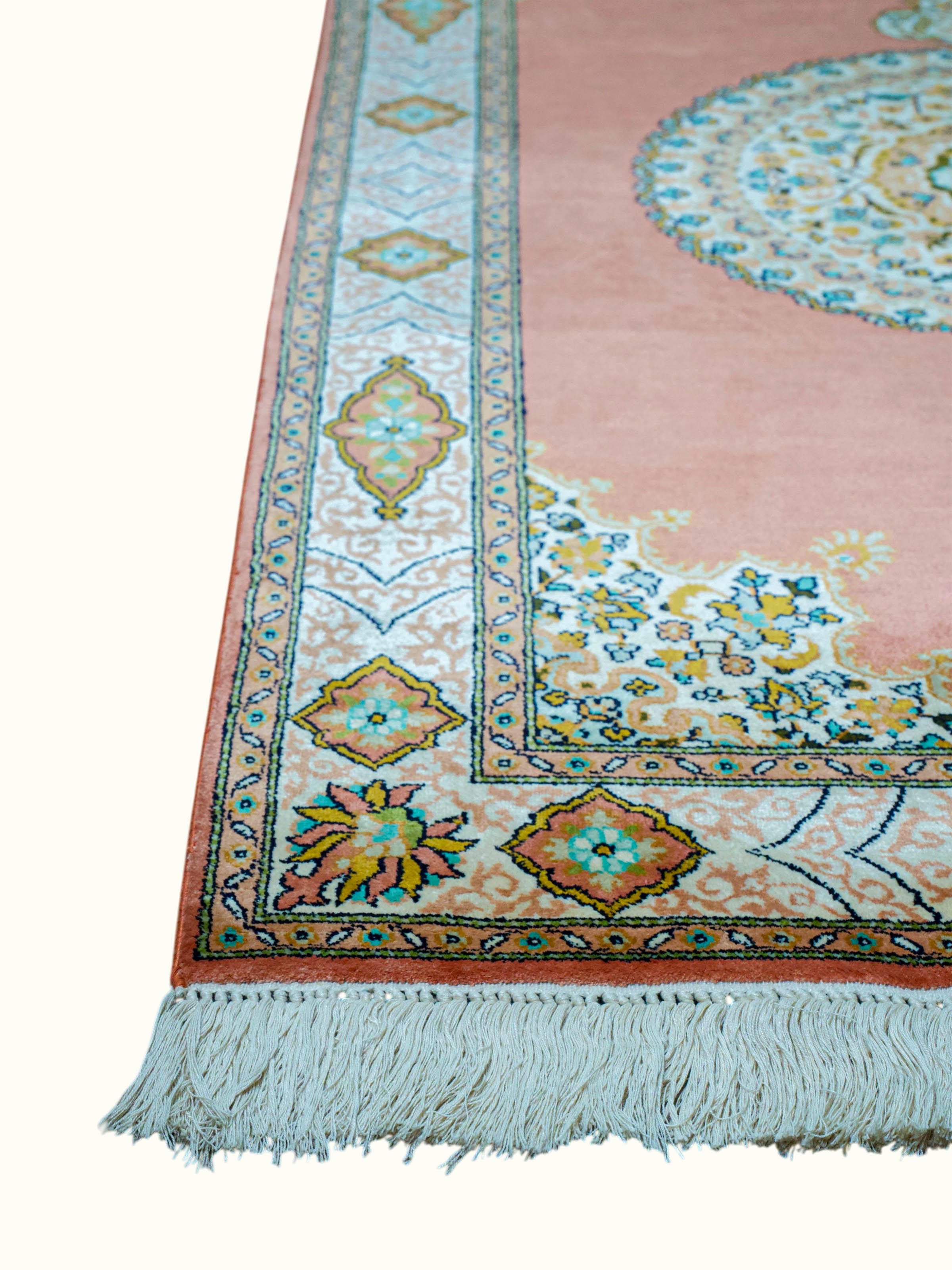 Traditional Persian Rust Opan Kashmir Silk Hand-Knotted Carpet