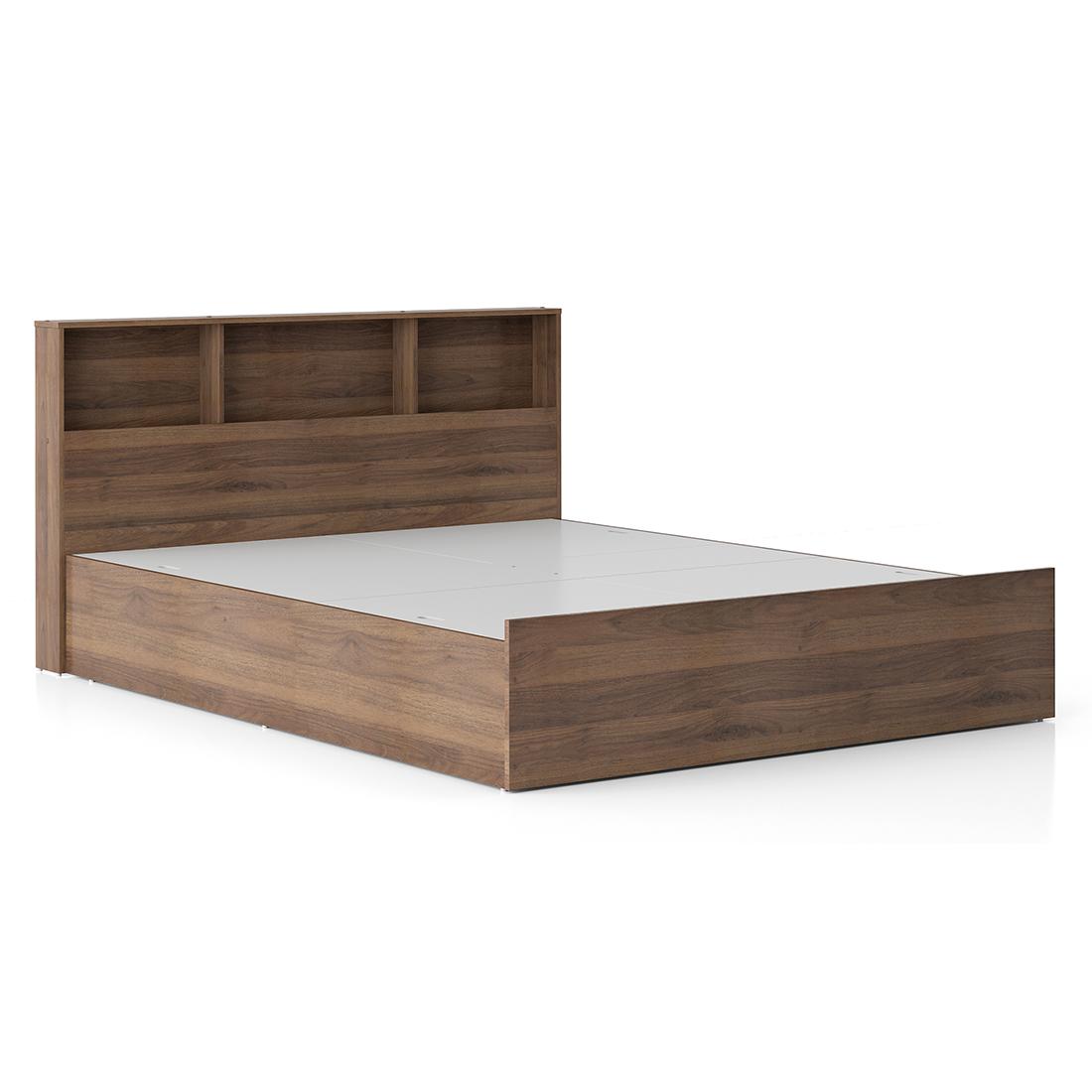 Jasper Engineered Wood Queen Size Box Storage Bed In Classic Walnut Finish