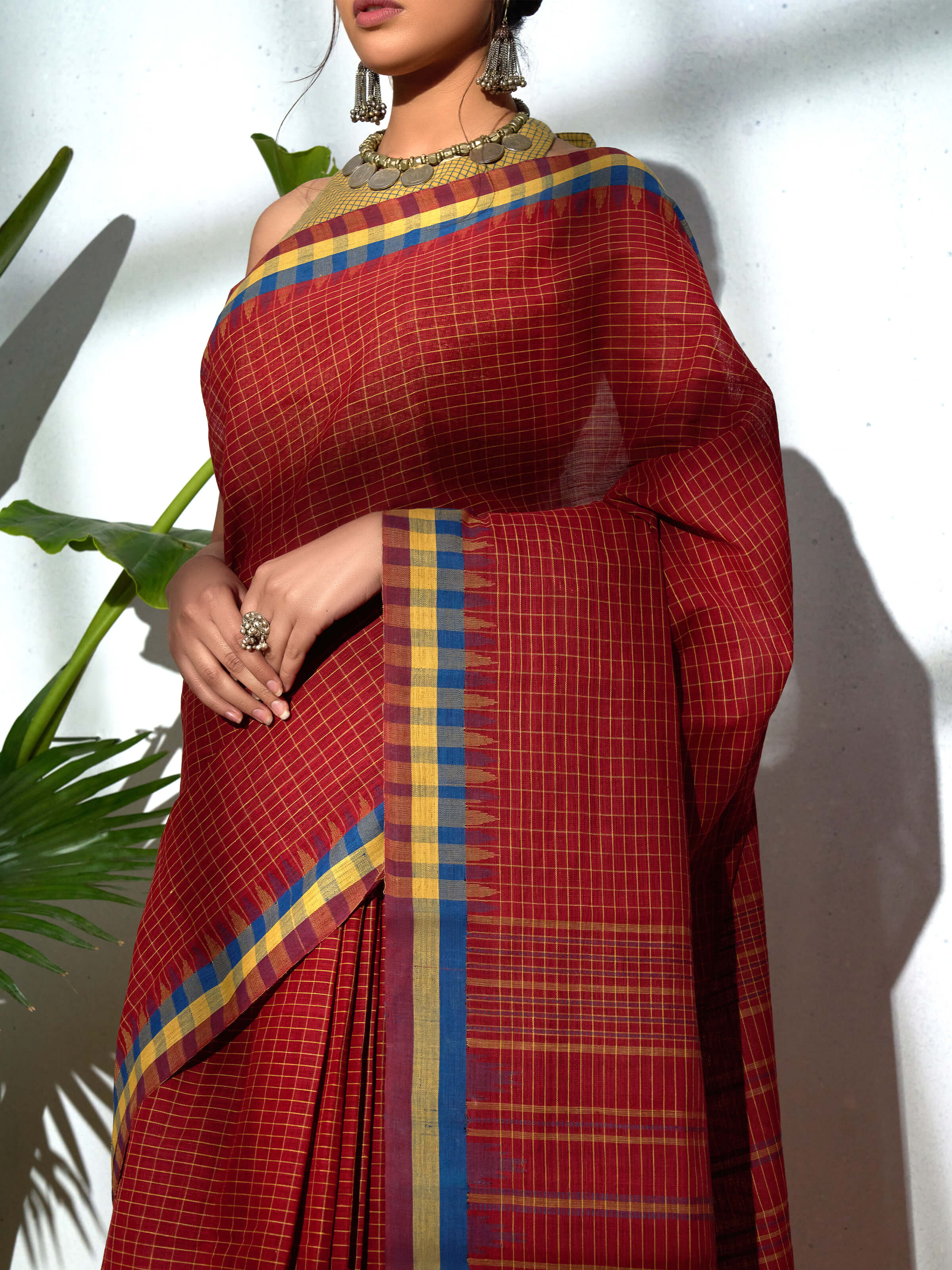 Maroon Natural Dyed Cotton Kuppadam Saree
