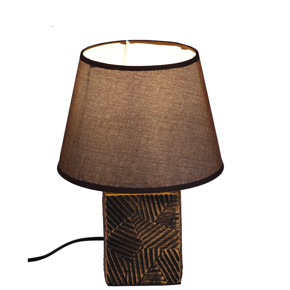 Short Table Lamp Brown Compact Contemporary Design