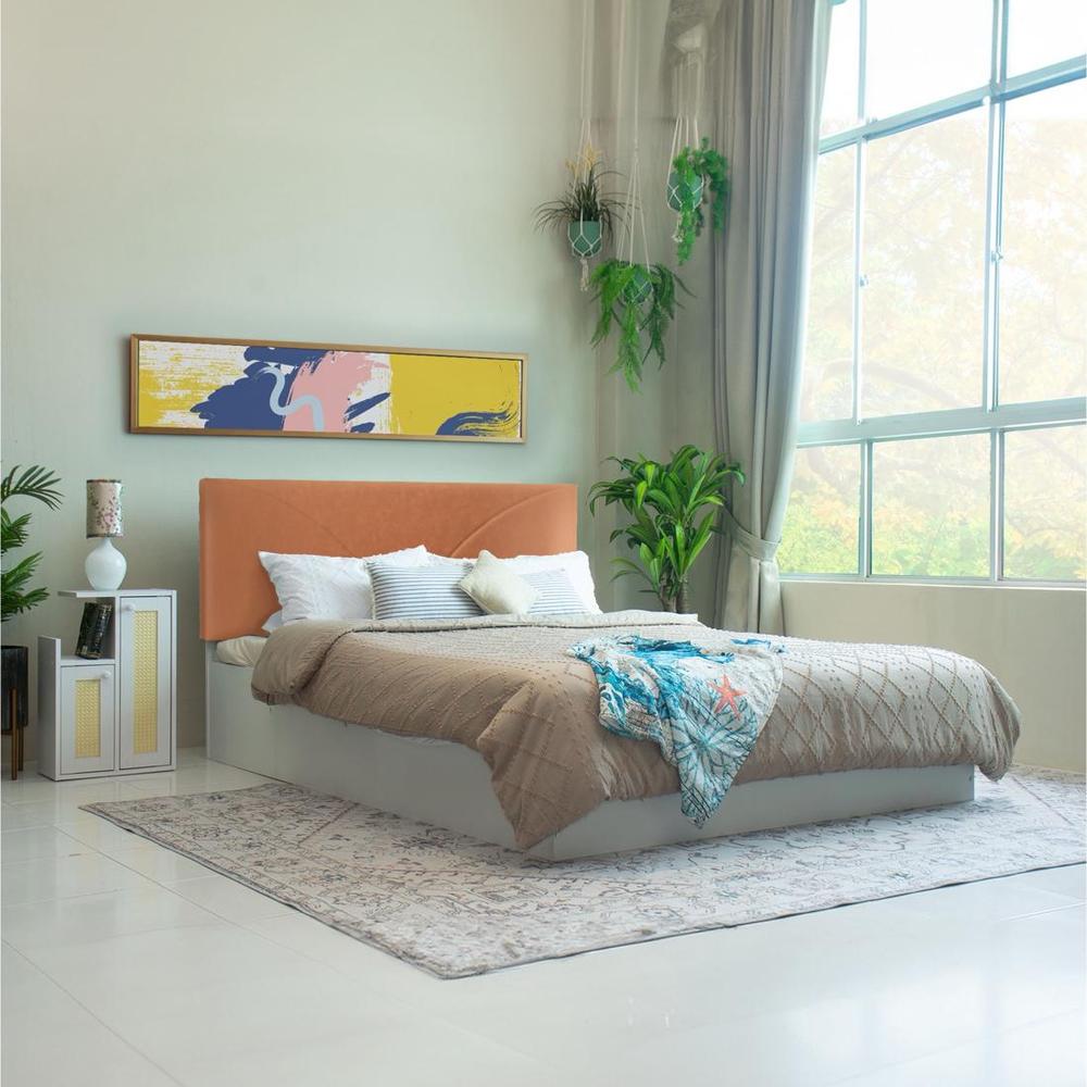 Tada Engineered Wood Queen Size Bed In White Finish