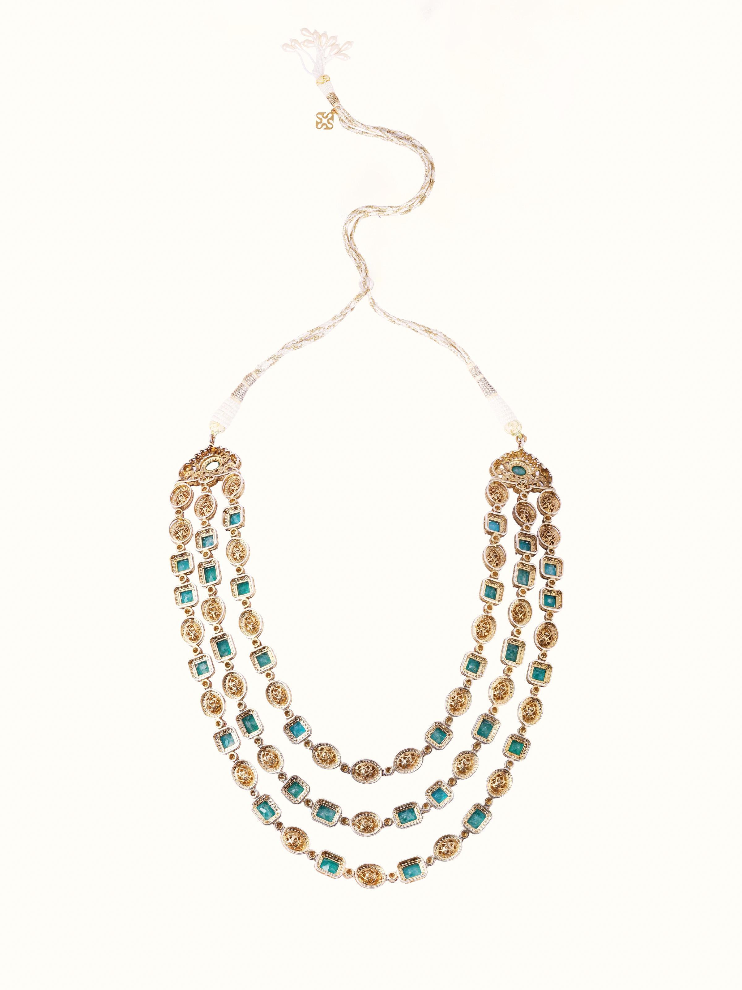 Back side view of silver smithing collar necklace