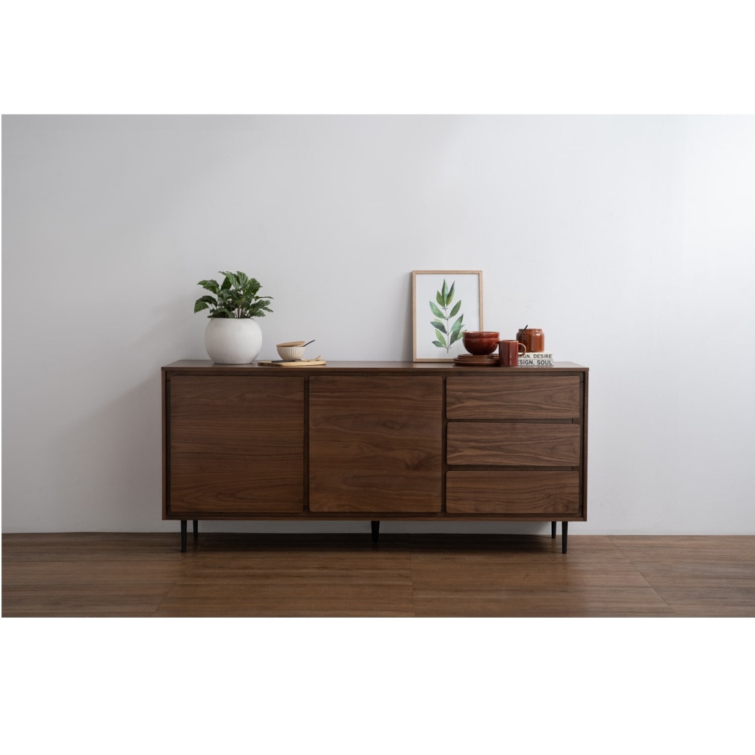 Scandinavian Hutto Large Sideboard Walnut Finish - Nestnordic