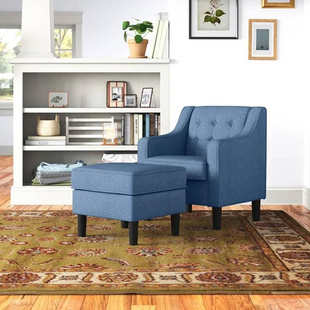 Pearson Accent Chair With Ottoman Blue