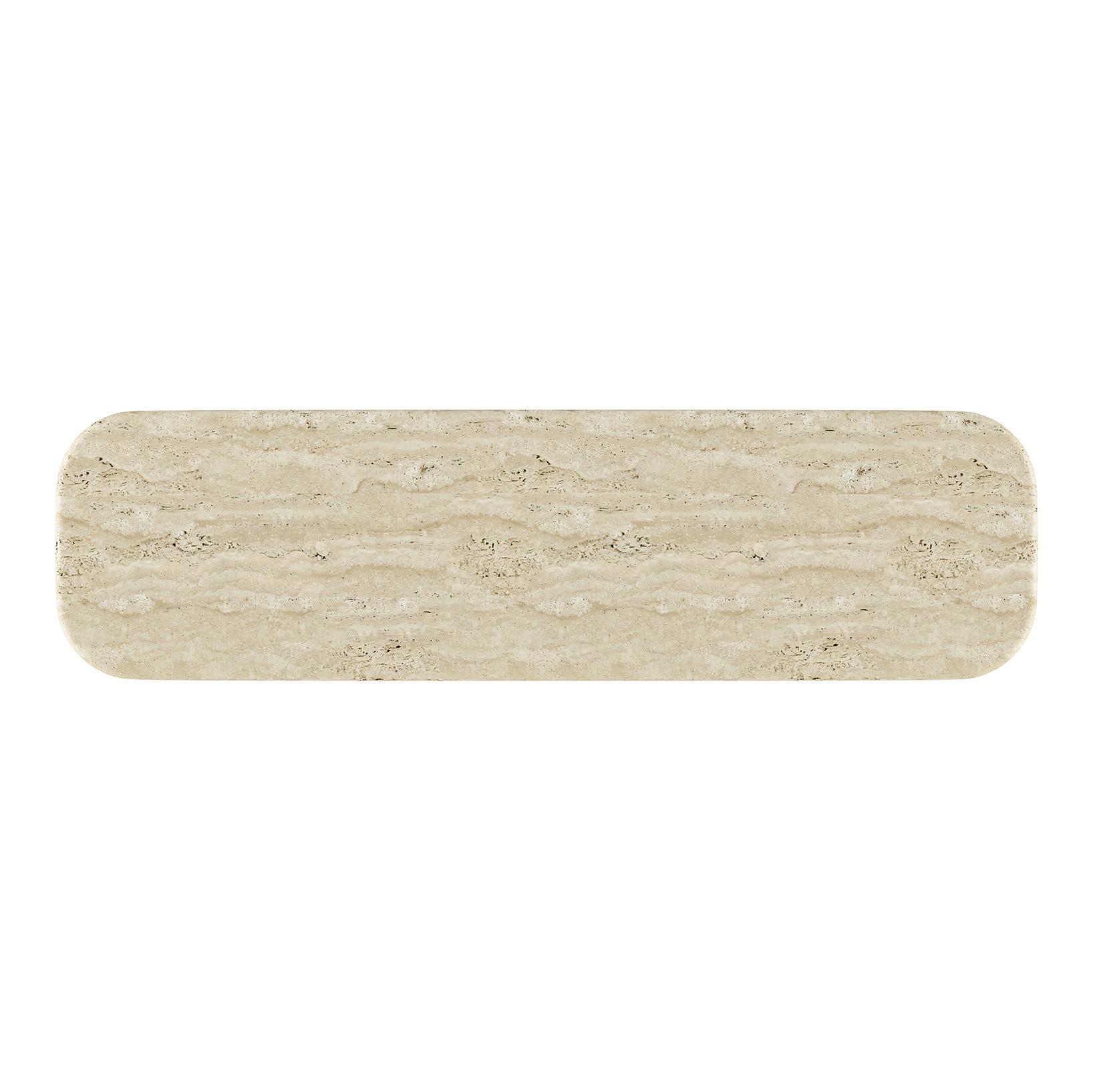 Enzo Travertine Marble and Solid Wood Console Table in Amber Walnut finish