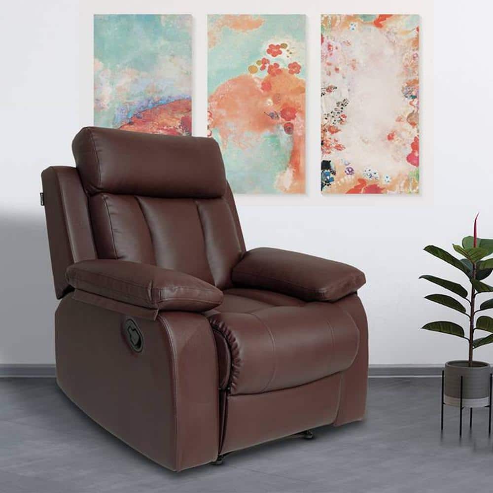 Magna Leatherette One Seater Manual Recliner in Brown Colour
