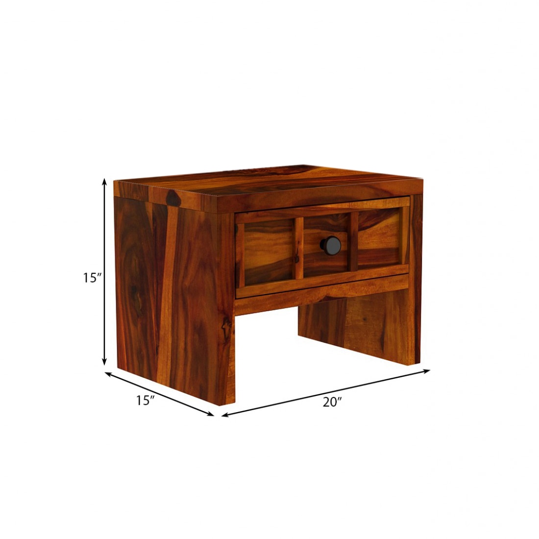 Tiana Solid Wood Bedside Table in Honey Finish