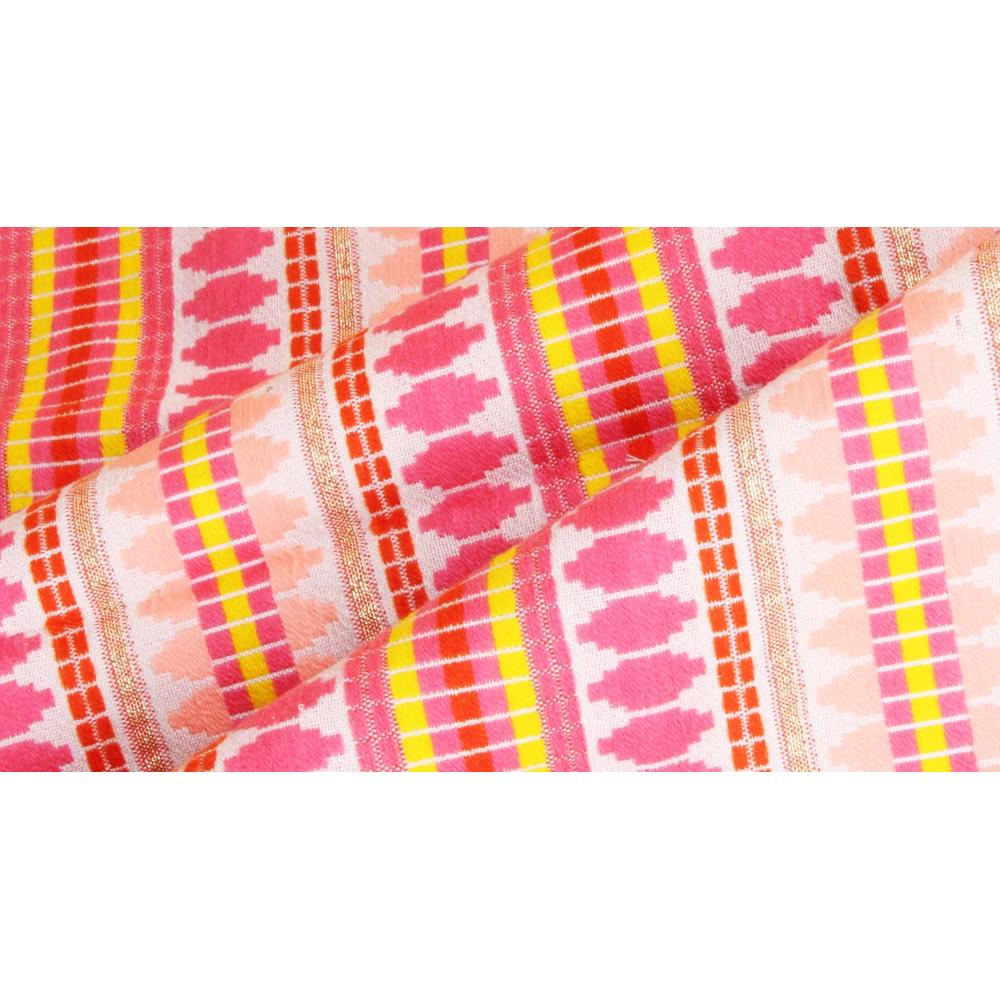 Acrylic Striped Cushion Cover with Lace Set of 2 (16 X 16 Inches)