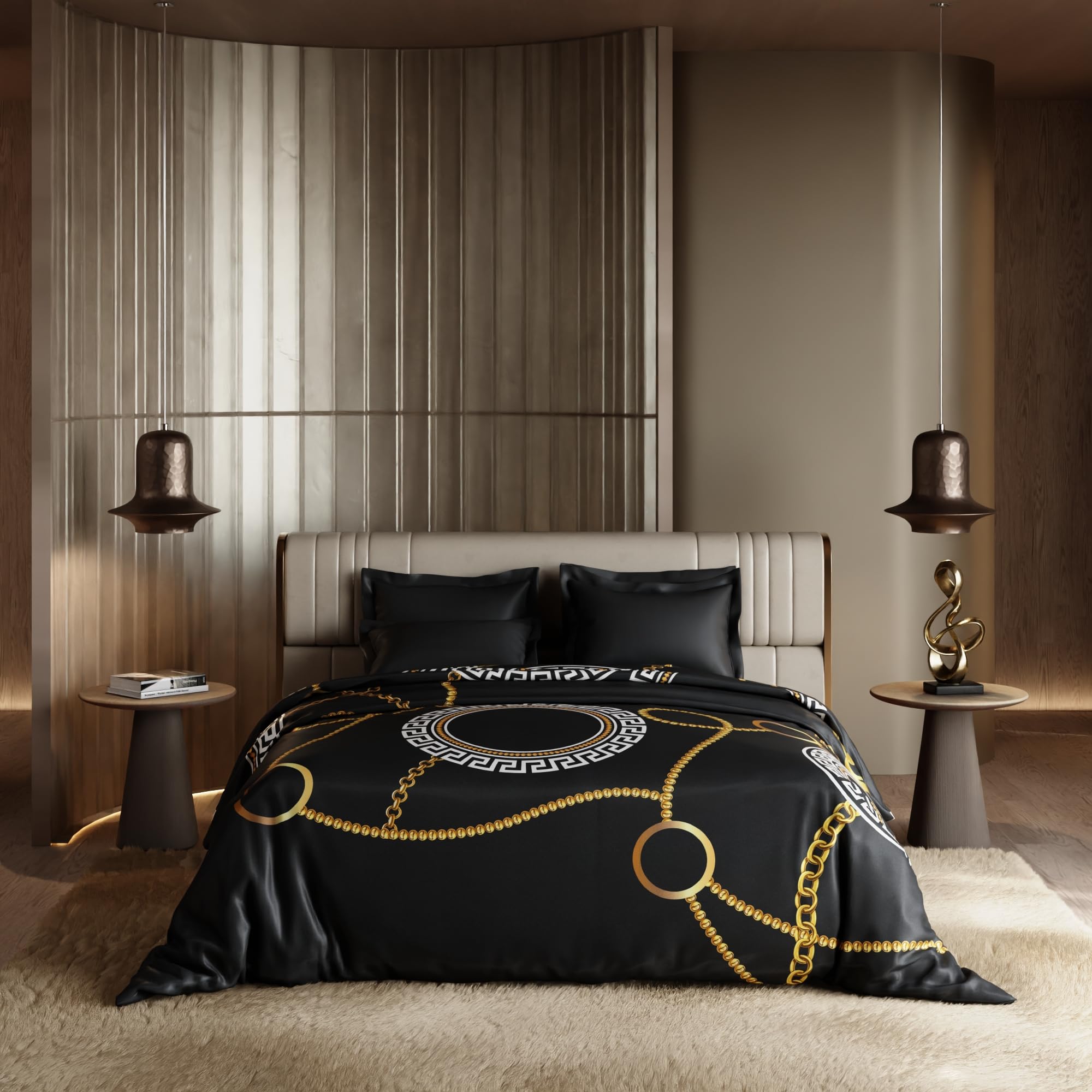 Stoa Paris Satin Comforter, 300TC Comforters for King Size Bed or King White Gold