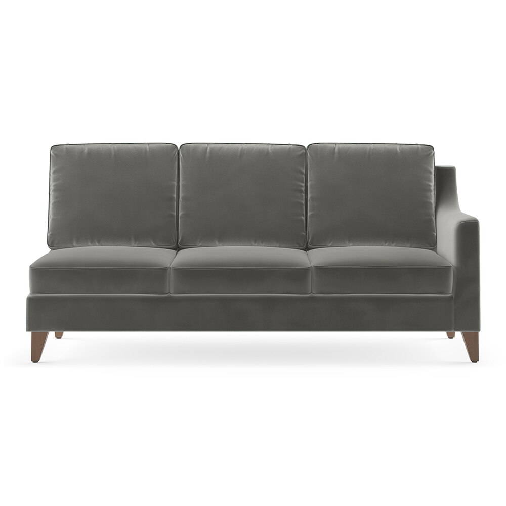 Abbey Sectional Sofa (Colour : Ash Grey Velvet, Cushion : Soft, Seater : Left Aligned 3 Seater + Left Aligned Chaise)