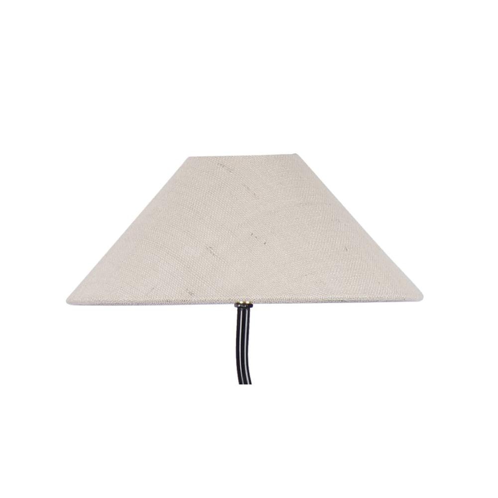 Maurice White Natural Fiber Floor Lamp with Black Iron Base