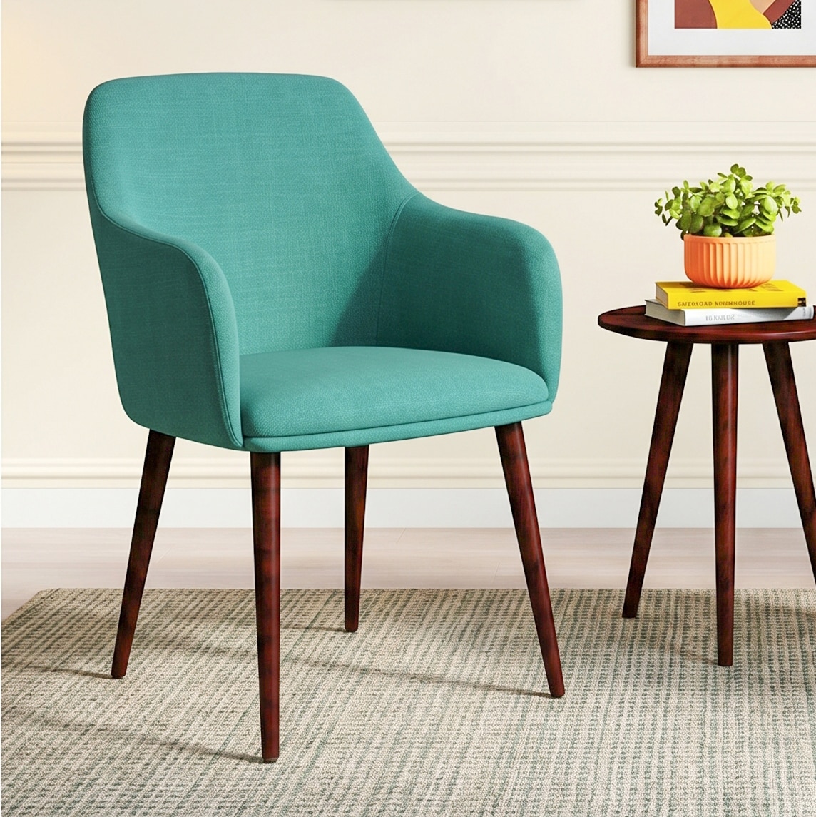 Owen Fabric Lounge Chair in Aqua Blue Colour - Urban Ladder