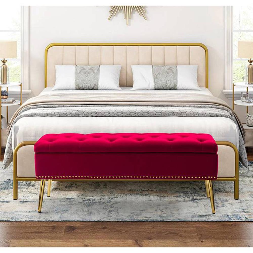 Kajana 2 Ottoman with Storage Color in Maroon