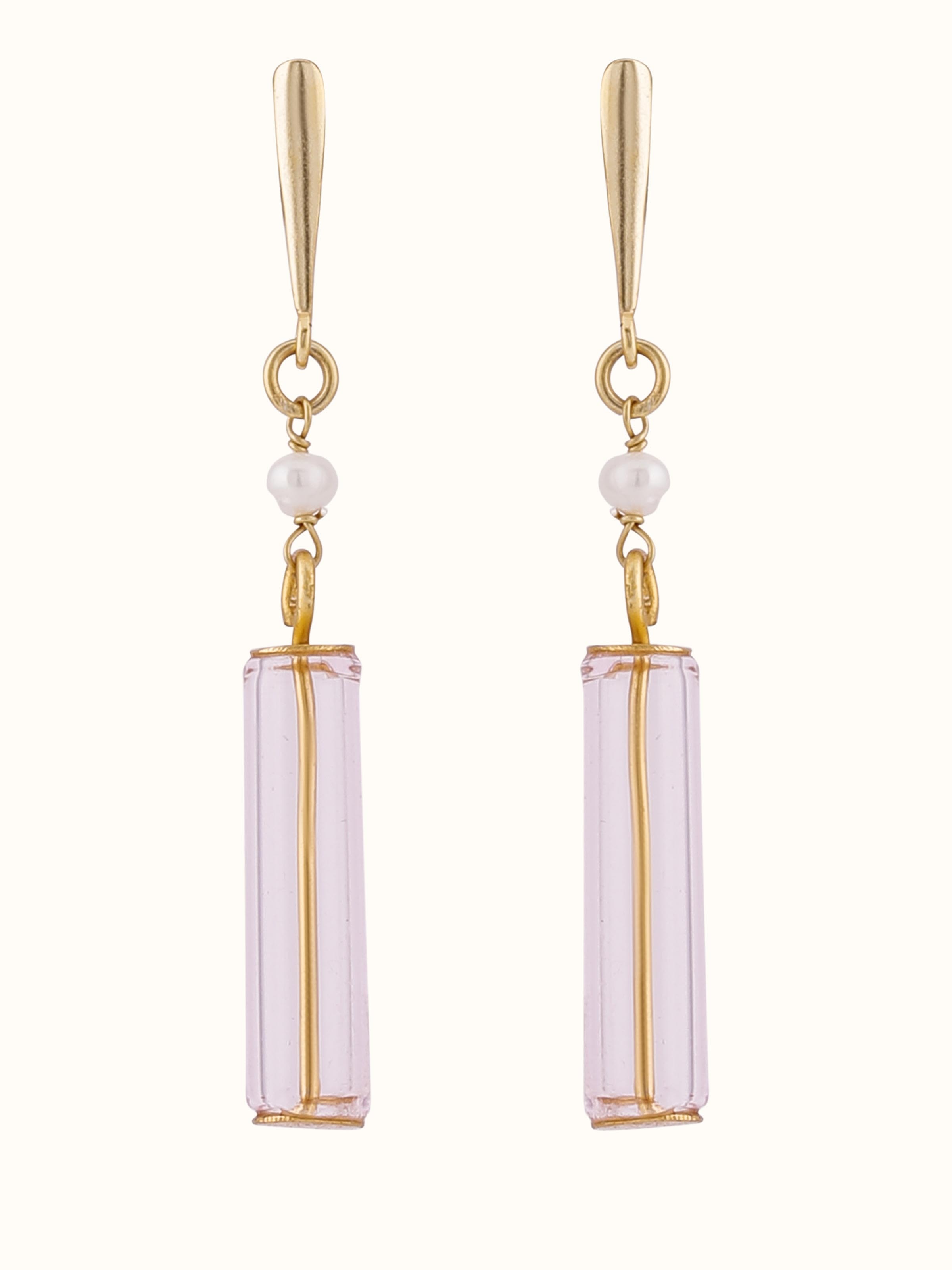 Silver Flame Glass Drop Earrings