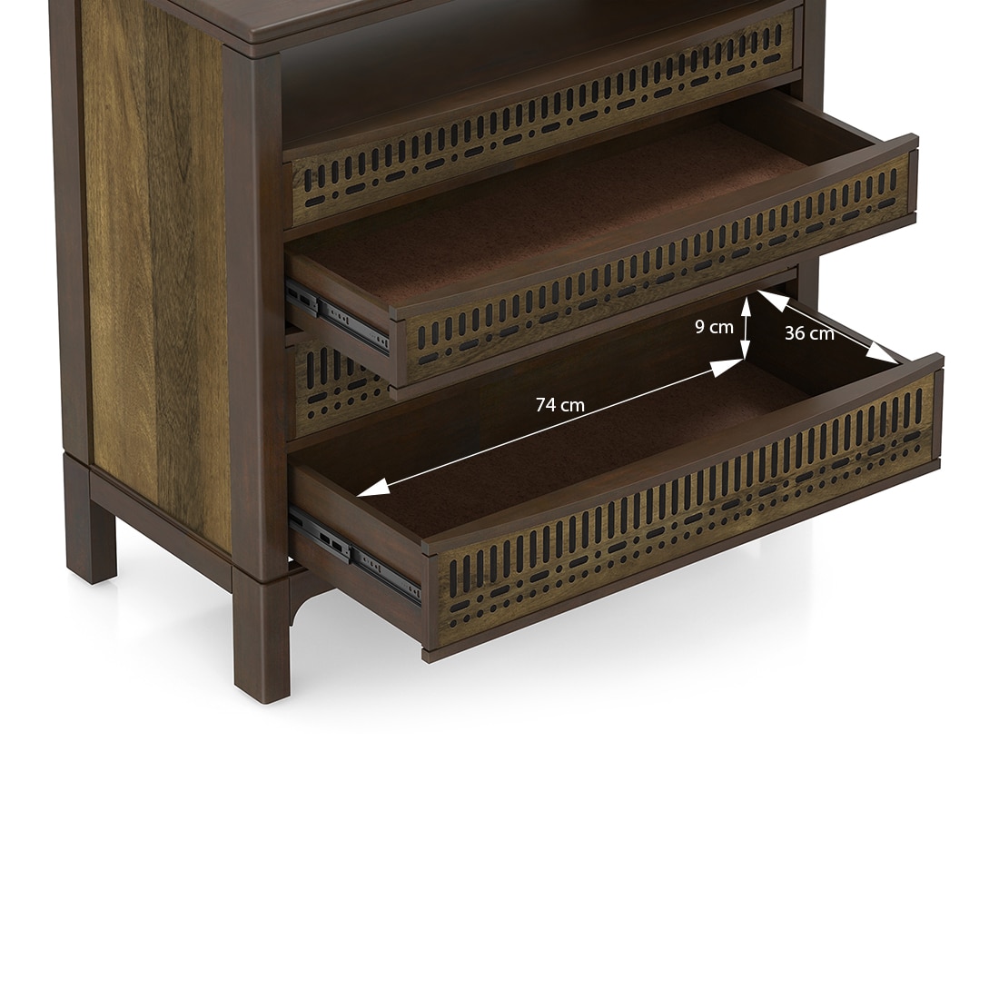 Masai Solid Wood Chest Of Drawers In American Walnut Finish With 2