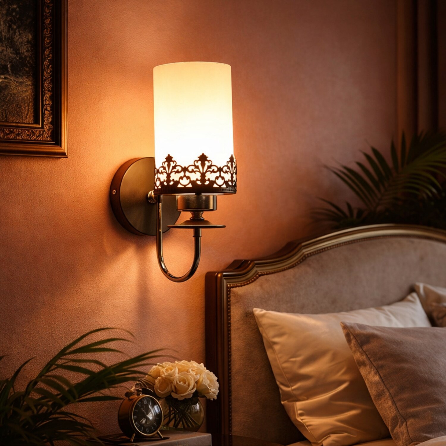 Eliante Modern Wall Lights Mild Steel & Glass Material Chrome, Brown & White Finish