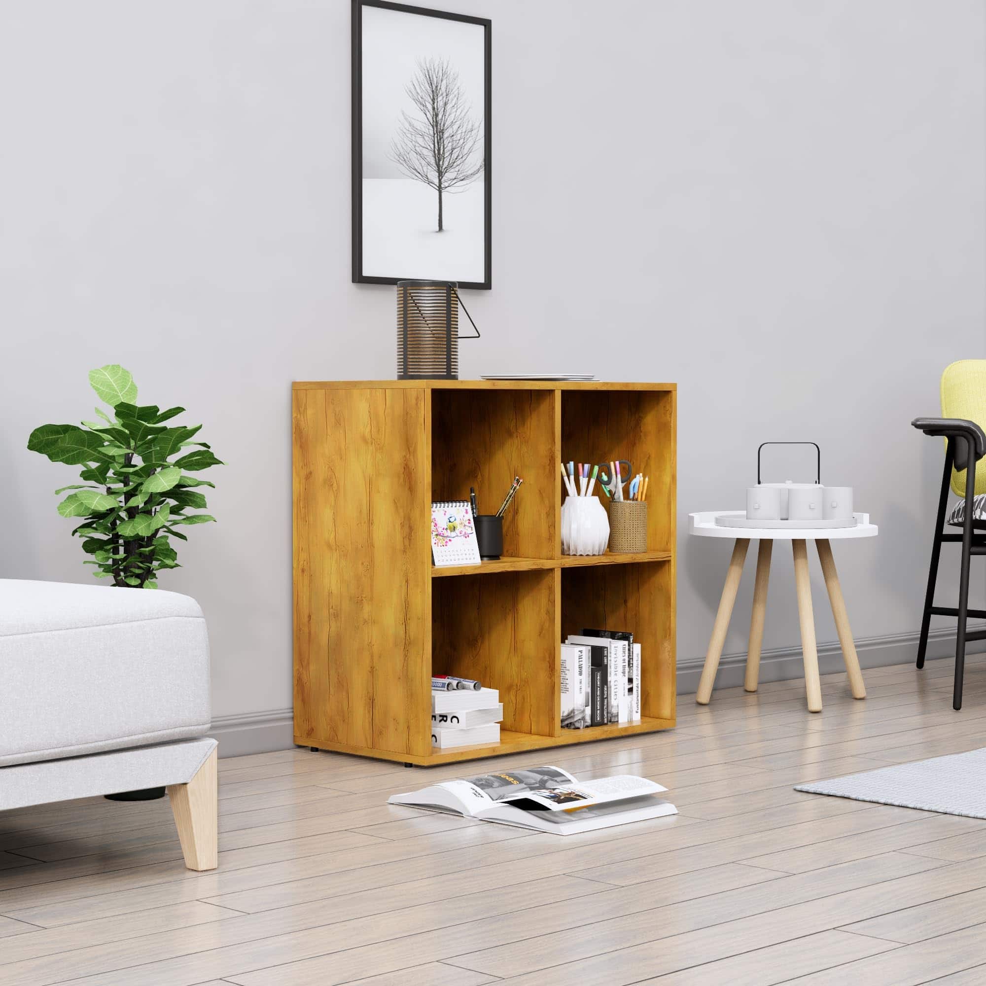 Hexa Engineered Wood Bookshelf Multipurpose Storage Rack in Giant Wood Colour - HexaRed
