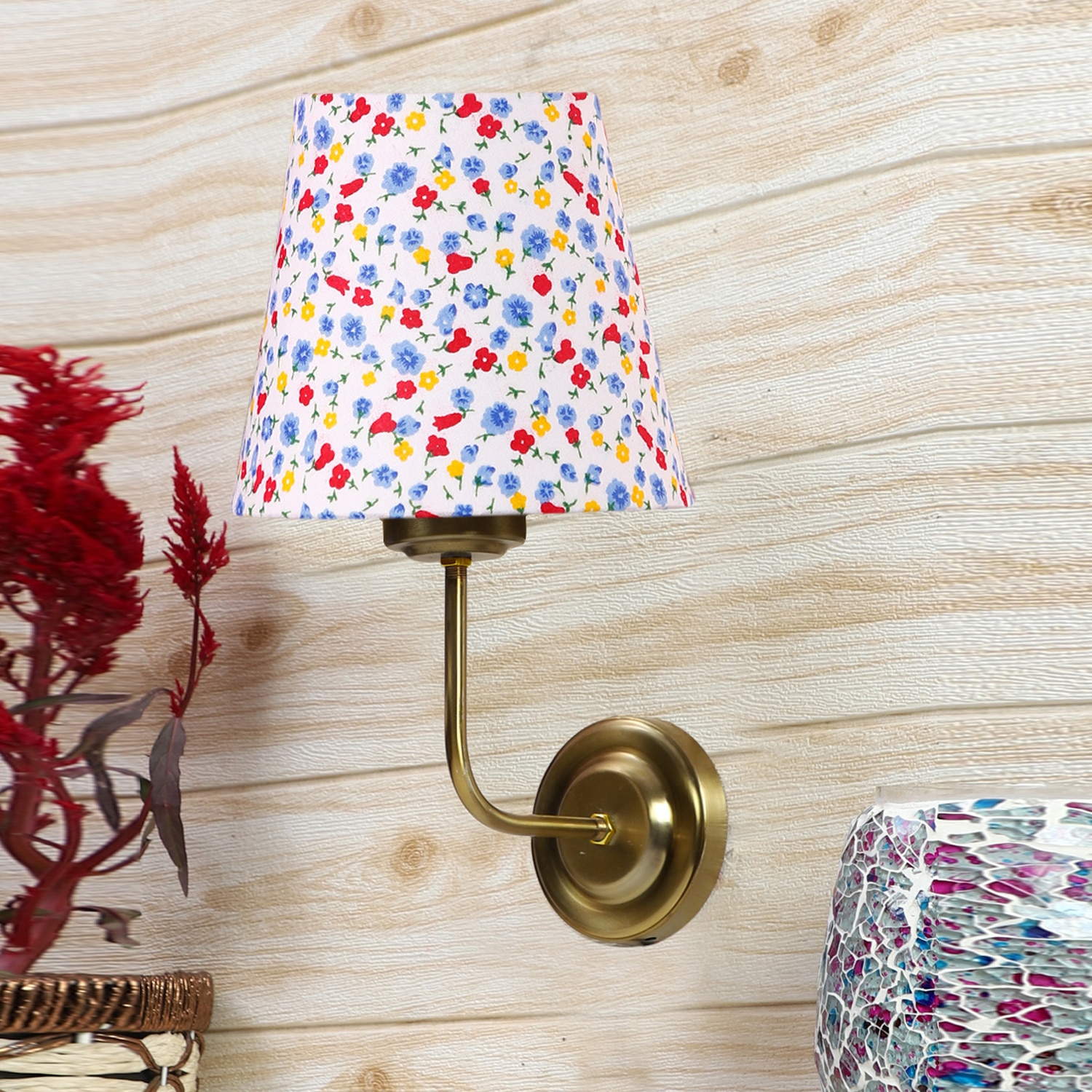 Devansh Metal Electric Wall Light in Gold Colour with Multi Shade Count of 1 Light - Devansh