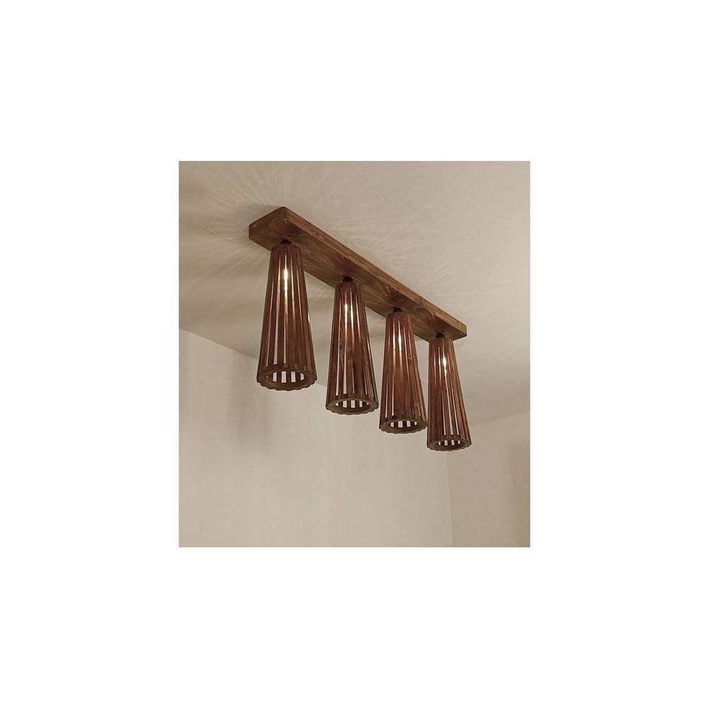 Bole Brown Solid Wood Ceiling Light