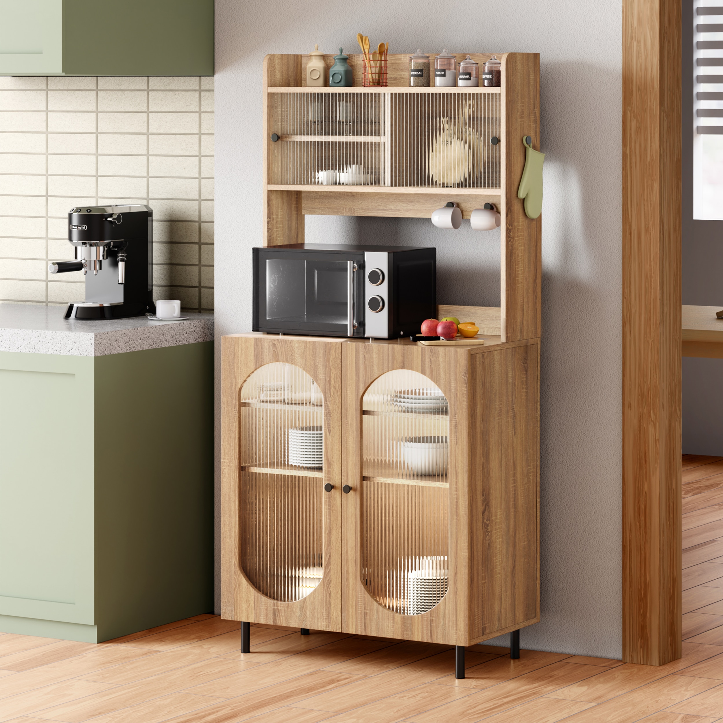 Stellar Multipurpose Storage Cabinet (Medium Size with Upper Storage, Oak) - Alex Daisy