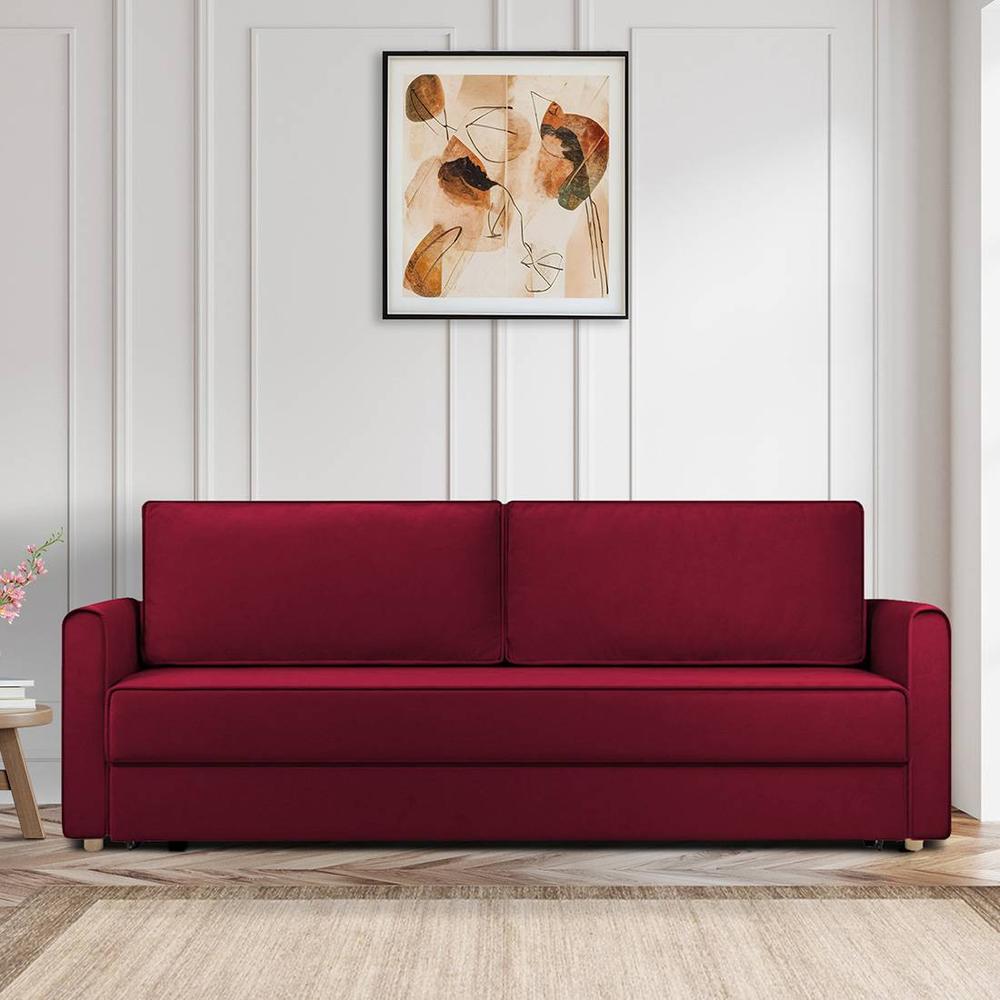 Flycon 3 Seater Pull Out Sofa cum Bed  in Maroon Colour