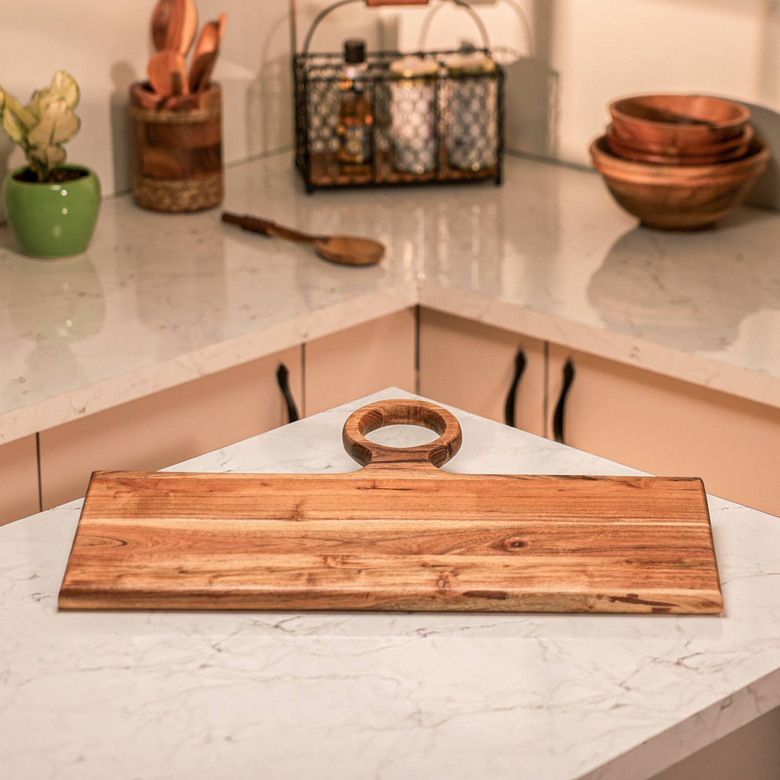 Ireka Home Knivio Acacia Wood Chopping Board with Handle – Cutting Board - Ireka Homes