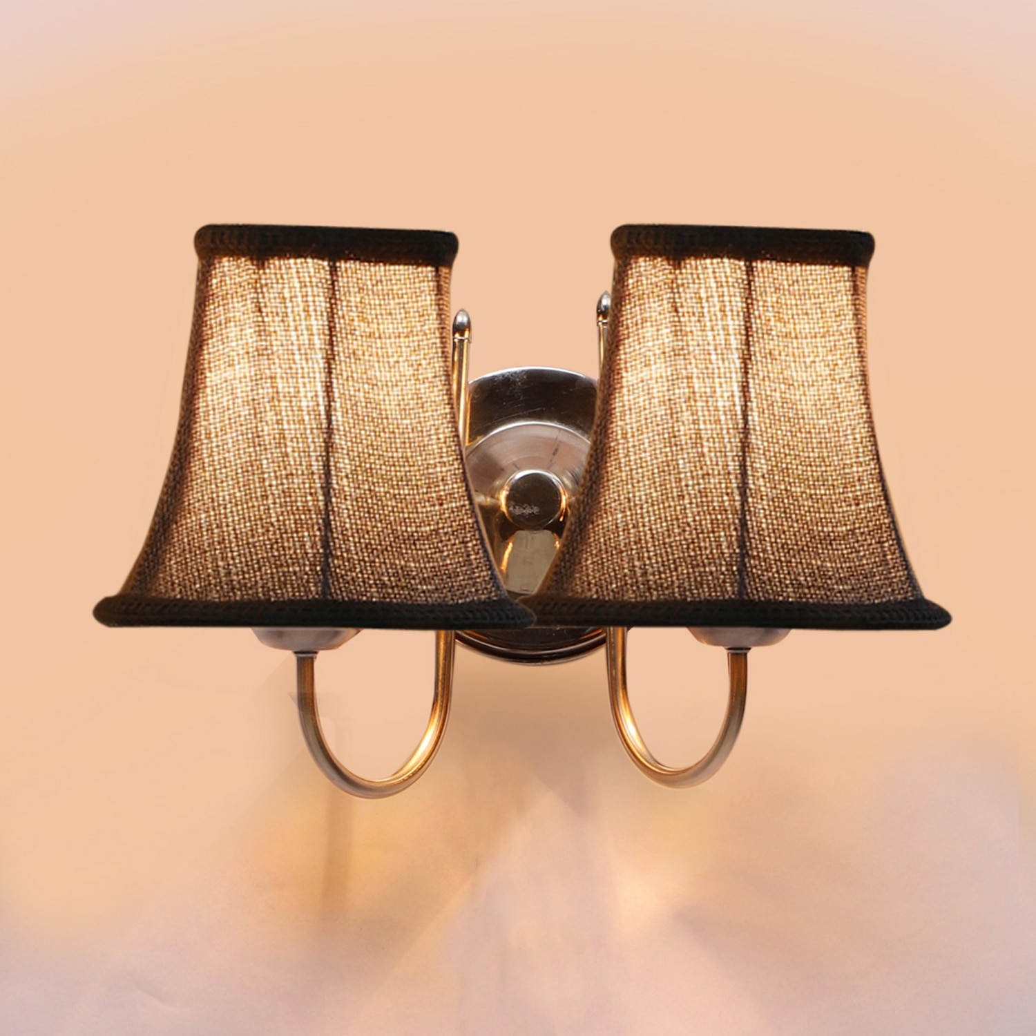Devansh Dual Steel Metal  Wallmounted Lamp With Beige Jute  Shade