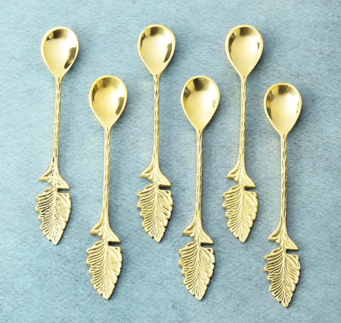 Auric Leaf Premium Stainless Steel Dessert Spoon Set - Simply Soho