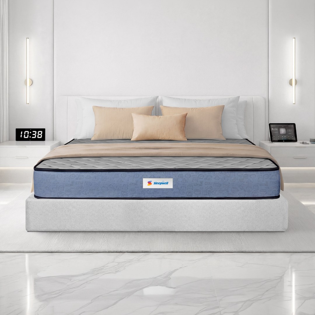 Sleepwell Ortho Genius Grid Mattress Medium Firm Orthopedic Grid Support Double 78x48x8 Inch