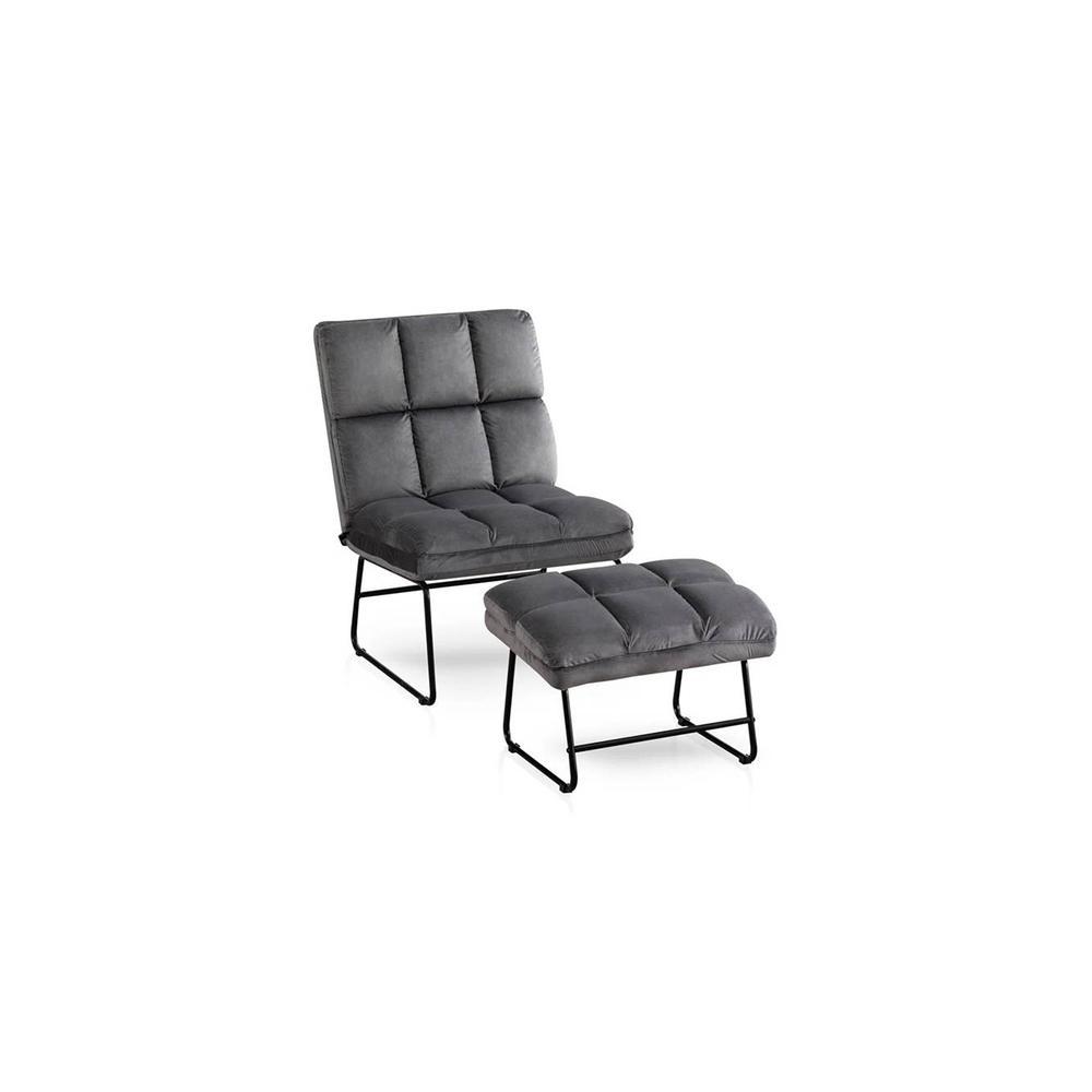 Hiltonia Chair With Ottoman Grey