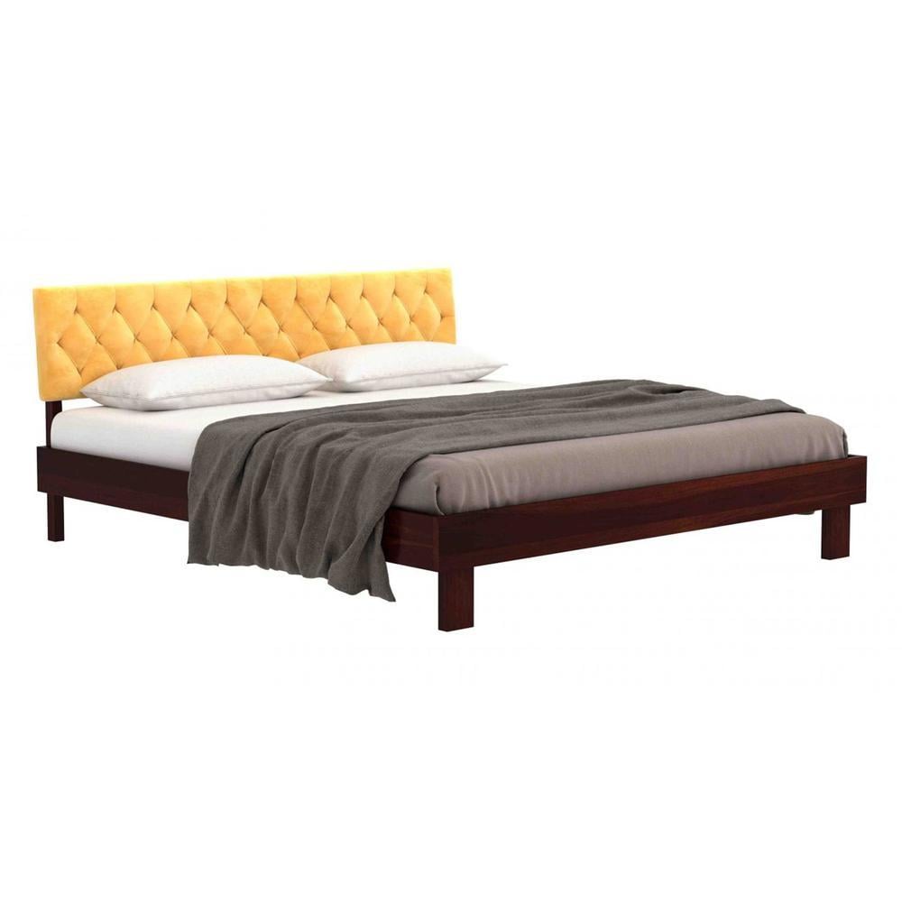 Davis Solid Wood Queen Size Non Storage Bed In Walnut Finish