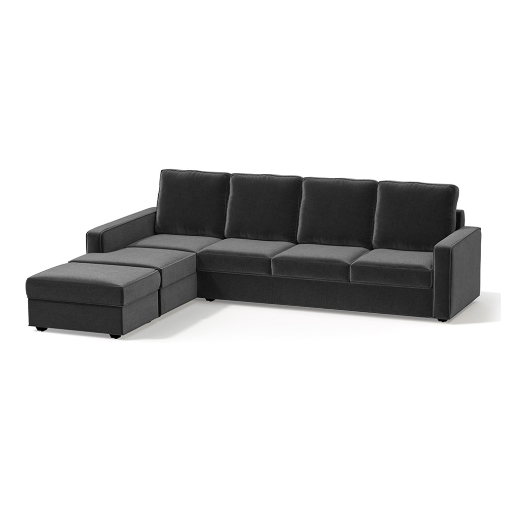 Apollo Compact Sofa (Colour : Pebble Grey, Cushion : Soft, Back Type : High Back, Seating Capacity : Left Aligned 3 Seater + Left Aligned Chaise)