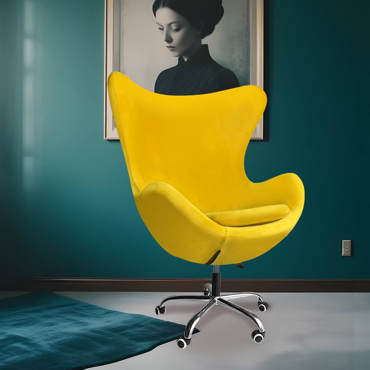 Kepler Brooks Oswald Pro Large Lounge Chair With Wheels in Yellow Colour