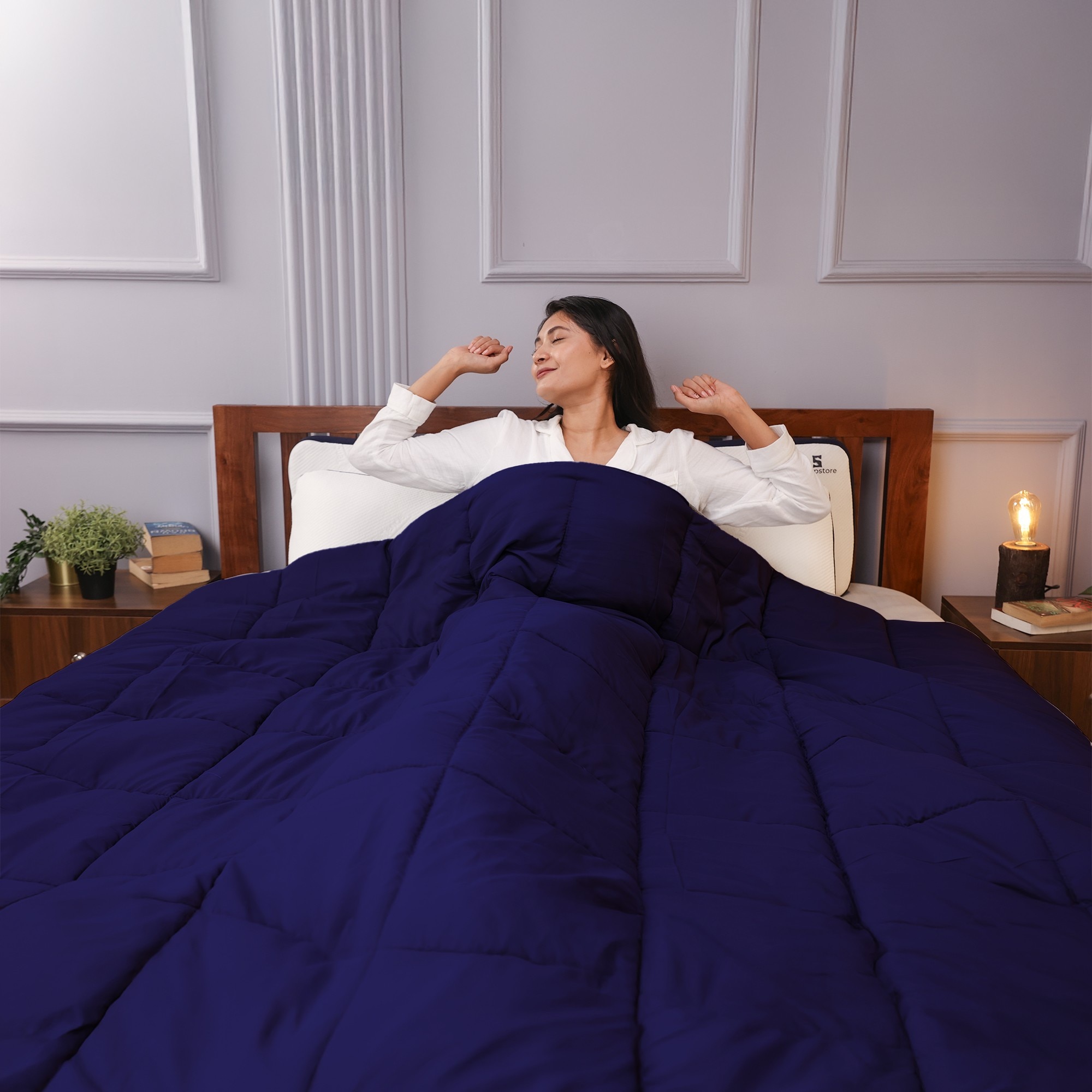 Reversible Comforter Blue and White - Queen Size