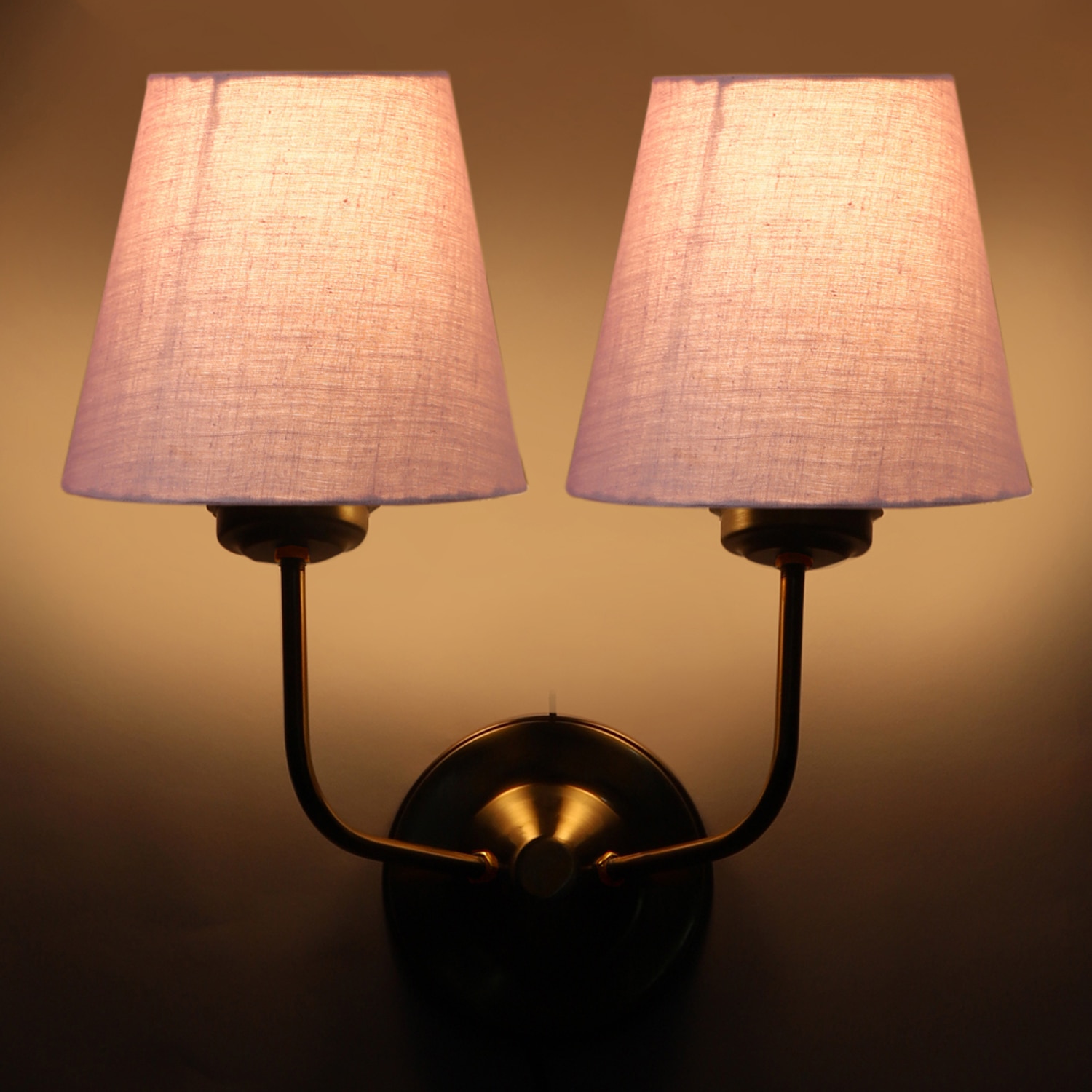 Devansh Metal Electric Wall Light in Gold Colour with Orange Shade Count of 2 Lights - Devansh