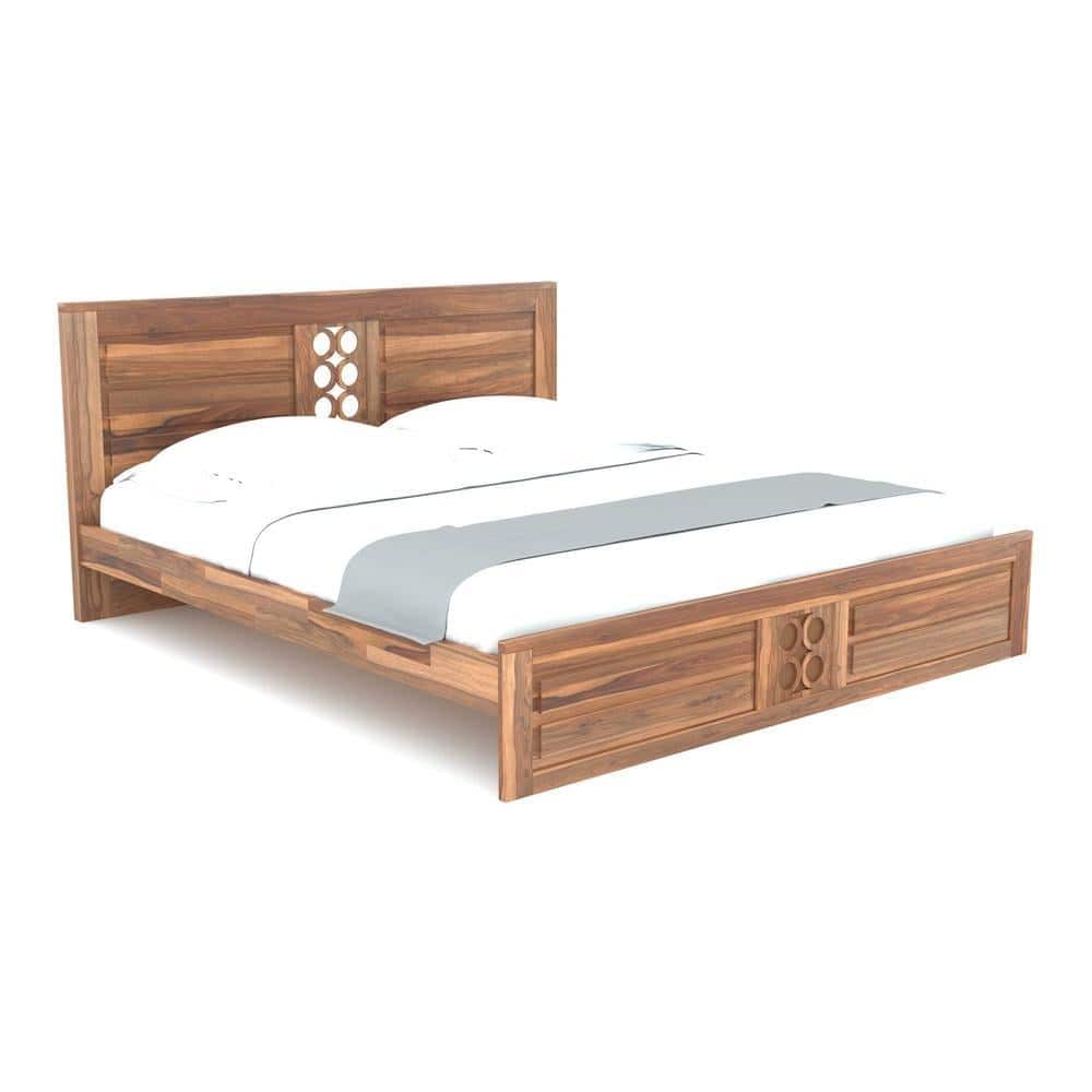 Dyla Sheesham Wood King Size Non Storage Bed In Teak Finish